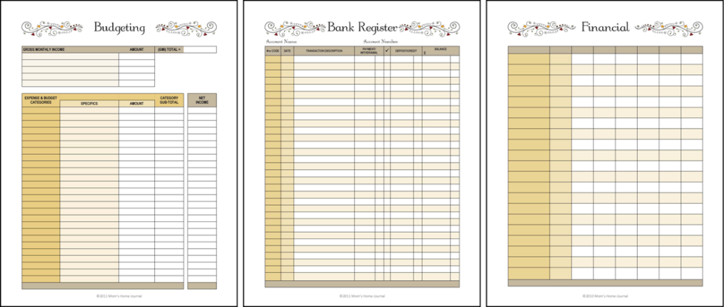 Household Planner - Financial Pages