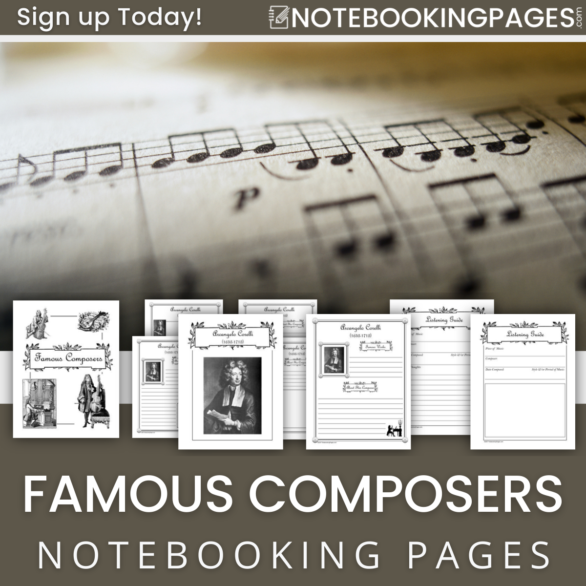 Famous Composers Notebooking Pages