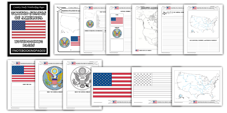 USA Country Study Notebooking Pages