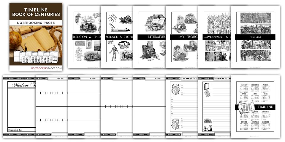 Book of Centuries Timeline Notebooking Pages